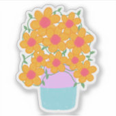 Orangefarbene und rosa Frühlingsblumen Aufkleber (Vorderseite)