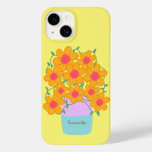 Orangefarbene und rosa Frühlingsblumen Case-Mate iPhone 14 Hülle
