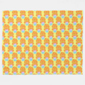 Orangefarbene und rosa Frühlingsblumen Fleecedecke (Vorderseite (Horizontal))
