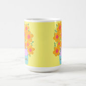 Orangefarbene und rosa Frühlingsblumen Kaffeetasse (Mittel)