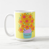 Orangefarbene und rosa Frühlingsblumen Kaffeetasse (Links)