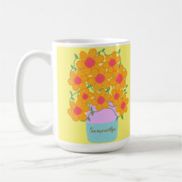Orangefarbene und rosa Frühlingsblumen Kaffeetasse