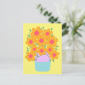Orangefarbene und rosa Frühlingsblumen Postkarte (Stehend Vorderseite)