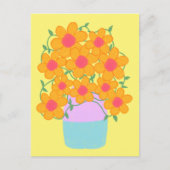 Orangefarbene und rosa Frühlingsblumen Postkarte (Vorderseite)