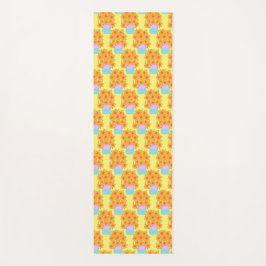 Orangefarbene und rosa Frühlingsblumen Yogamatte