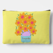 Orangefarbene und rosa Frühlingsblumen Zubehörtasche (Vorderseite)