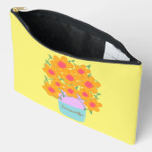 Orangefarbene und rosa Frühlingsblumen Zubehörtasche (Offen)