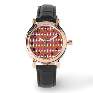 Orangefarbene und rosa Ovale Armbanduhr