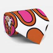 Orangefarbene und rosa Ovale Krawatte (Gerollt)