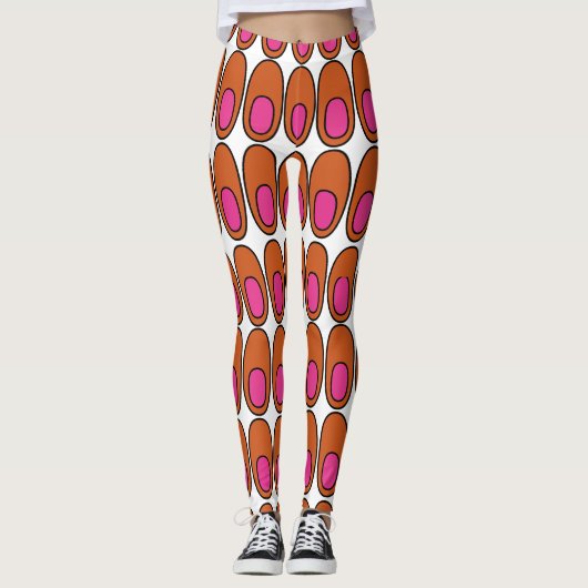 Orangefarbene und rosa Ovale Leggings (Vorderseite)