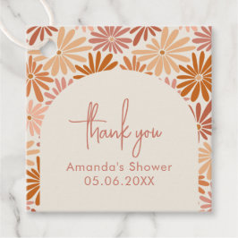 Orangefarbene und rosa Retro Blumenstrauß Kinderdu Geschenkanhänger