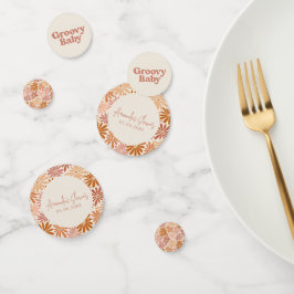 Orangefarbene und rosa Retro Blumenstrauß Kinderdu Konfetti