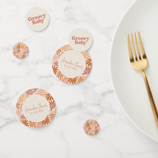 Orangefarbene und rosa Retro Blumenstrauß Kinderdu Konfetti (Gruppe)