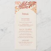 Orangefarbene und rosa Retro Blumenstrauß Kinderdu Menükarte (Vorderseite)