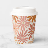 Orangefarbene und rosa Retro Blumenstrauß Kinderdu Pappbecher (Rückseite)