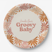 Orangefarbene und rosa Retro Blumenstrauß Kinderdu Pappteller (Vorderseite)