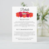 Orangefarbene und rosa Rosen - Hochzeit Begleitkarte (Stehend Vorderseite)