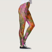 Orangefarbene und rosa Sommer-Blume Leggings (Rechts)