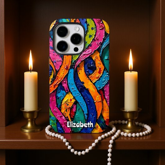 Orangefarbene und rosa Wirbel Case-Mate iPhone Hülle