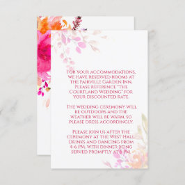 Orangefarbene und rosafarbene Blume Begleitkarte