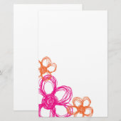 Orangefarbene und rosafarbene Blume Briefpapier (Vorne/Hinten)