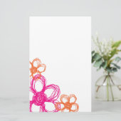 Orangefarbene und rosafarbene Blume Briefpapier (Stehend Vorderseite)