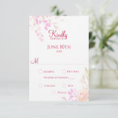 Orangefarbene und rosafarbene Blume RSVP Karte (Stehend Vorderseite)
