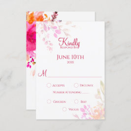 Orangefarbene und rosafarbene Blume RSVP Karte