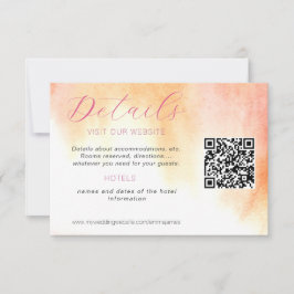 Orangefarbene und rosafarbene UAWG Unterkunft Auto RSVP Karte