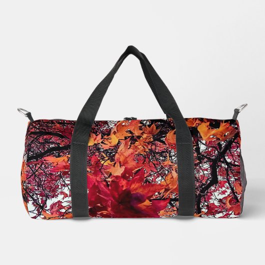 Orangefarbene und rote Blätter Duffle Bag (Vorderseite)