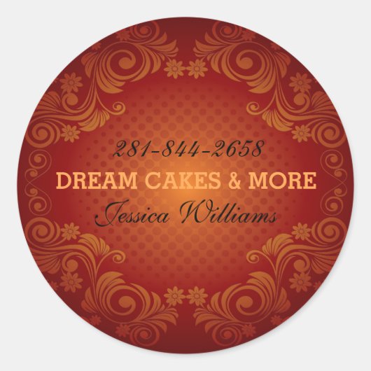 Orangefarbene und rote Retro-Wirbel Runder Aufkleber (Vorderseite)