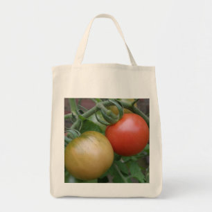 Orangefarbene und rote Tomaten Bio Lebensmittelges Tragetasche