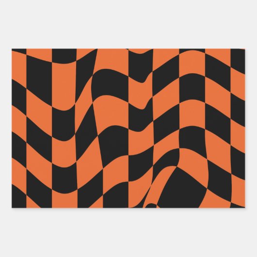 Orangefarbene und schwarz verschleierte Karton Geschenkpapier Set (Vorderseite 2)
