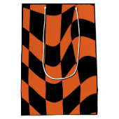 Orangefarbene und schwarz verschleierte Karton Mittlere Geschenktüte (Rückseite)