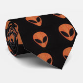 Orangefarbene und schwarze Alien Krawatte (Gerollt)