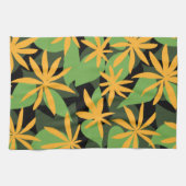 Orangefarbene und schwarze Blumenmuster Geschirrtuch (Horizontal)