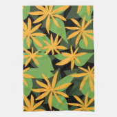 Orangefarbene und schwarze Blumenmuster Geschirrtuch (Vertikal)