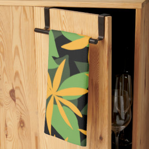 Orangefarbene und schwarze Blumenmuster Geschirrtuch