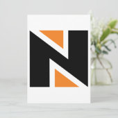 Orangefarbene und schwarze Buchstaben bei Einladun Einladung (Stehend Vorderseite)