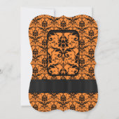 Orangefarbene und schwarze Damast Einladung (Rückseite)