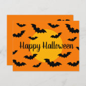 Orangefarbene und schwarze Fledermäuse Happy Hallo Postkarte (Vorne/Hinten)