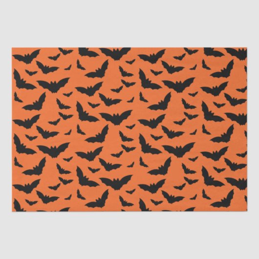Orangefarbene und schwarze Fledermäuse Seidenpapier (Vorderseite)