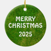 Orangefarbene und schwarze Fußball-Ball Keramik Ornament (Hinten)