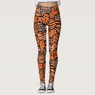 Orangefarbene und schwarze gürtelartige Prinzessin Leggings