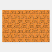Orangefarbene und schwarze Halloween-Geister Geschenkpapier Set (Vorderseite 3)