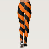 Orangefarbene und schwarze Halloween-Hexenstreifen Leggings (Rückseite)