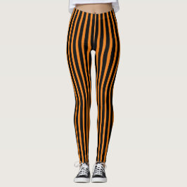 Orangefarbene und schwarze Halloween-Leggings Leggings
