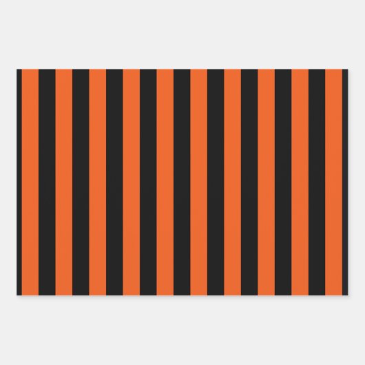 Orangefarbene und schwarze Halloween-Streifen Geschenkpapier Set (Vorderseite 2)