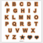 Orangefarbene und schwarze Hauptstadt Textbriefe A Aufkleber (Blatt)