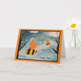 Orangefarbene und schwarze Kürbislaternen Hallowee Karte